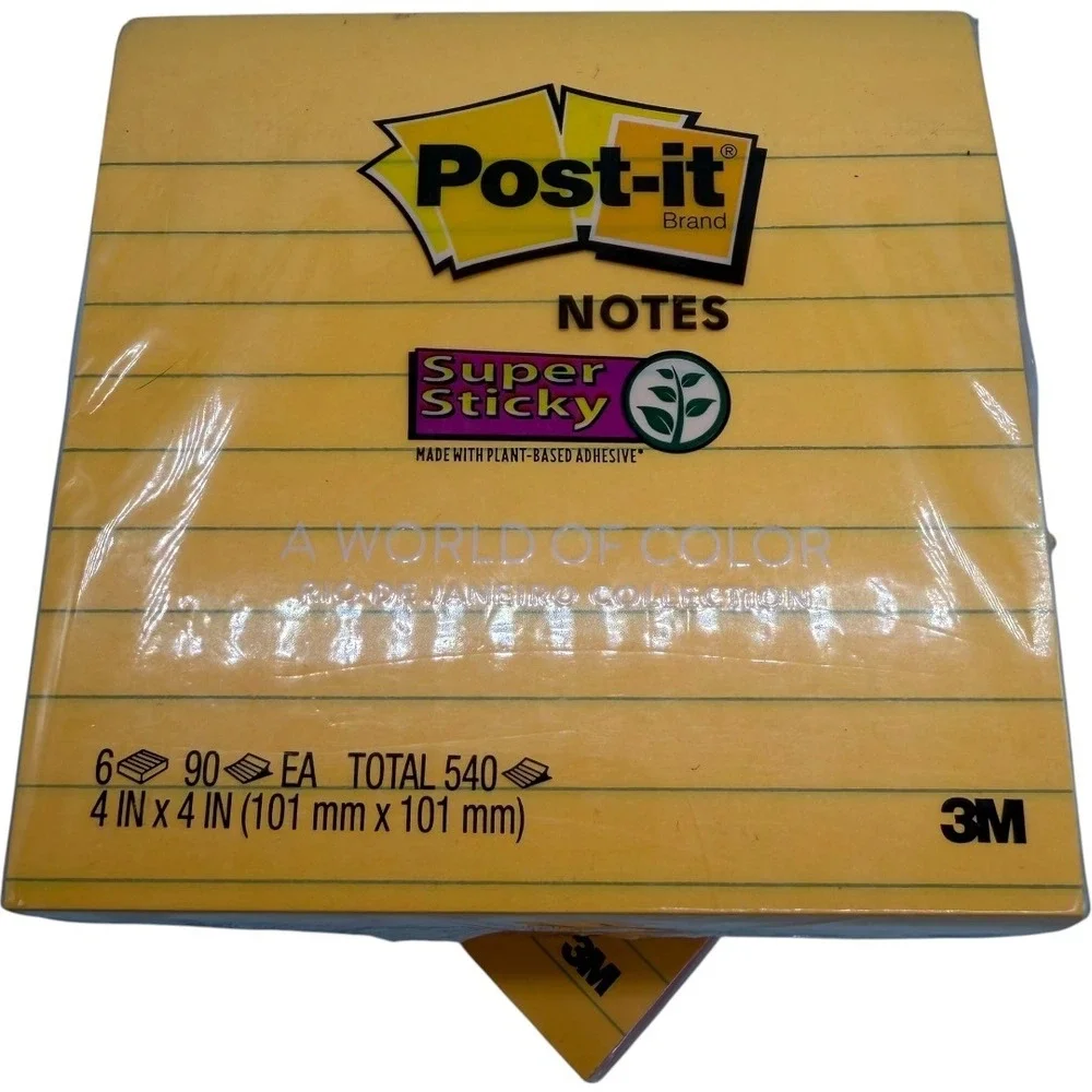 Post-it Super Sticky Notes 4x4 Rio de Janeiro 6 Pads 540 Sheets‎ Lined New
